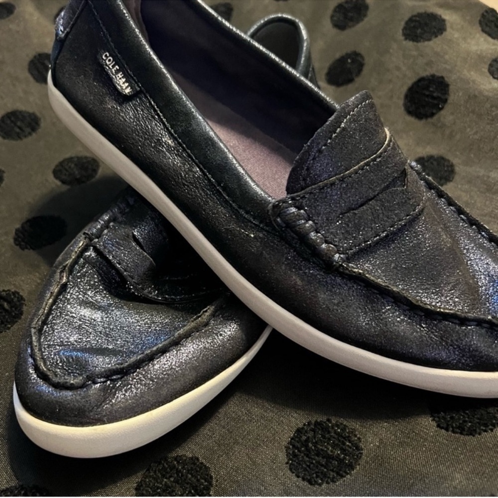 Cole Haan Nantucket Loafer Midnight Shimmer Leather Flats Size 7 Slip On Shoes
